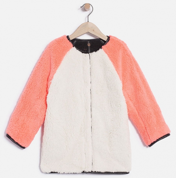 IKKS city black reversible teddy coat noir